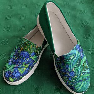 Van Gogh "Irises" slip on canvas shoes